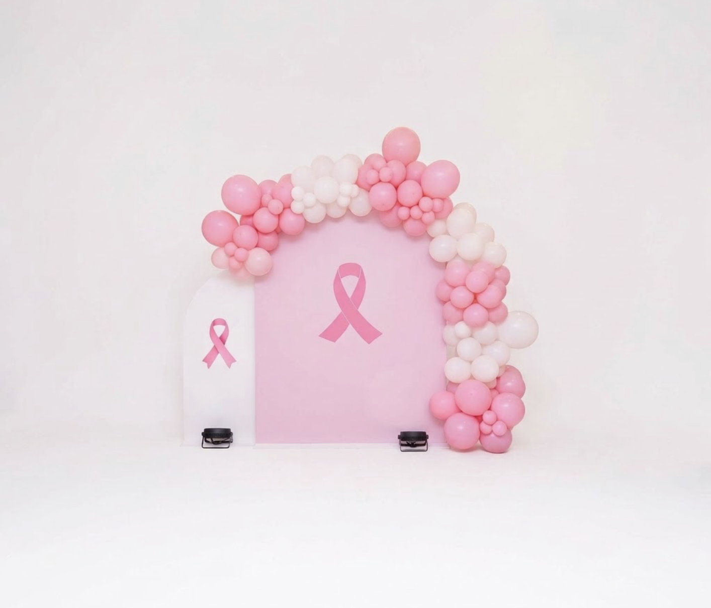Pink October Awareness Backdrop & Balloon Arch Decor Set